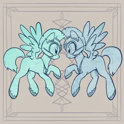 Size: 2048x2048 | Tagged: safe, artist:pfeffaroo, derpibooru import, pegasus, pony, g5, duo, duo male and female, female, guard, guardsmare, high res, image, looking at each other, looking at someone, male, mare, pegasus royal guard, png, royal guard, ship:zoomthunder, shipping, spread wings, stallion, straight, thunder flap, unshorn fetlocks, wings, zoom zephyrwing