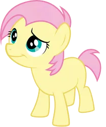 Size: 1920x2313 | Tagged: safe, derpibooru import, babs seed, earth pony, pony, g4, female, filly, foal, image, implied bab seed, implied fluttershy, png, simple background, solo, transparent background, yellow skin