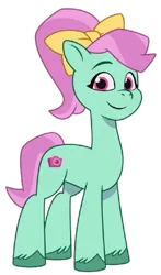 Size: 383x651 | Tagged: safe, derpibooru import, edit, earth pony, pony, g5, my little pony: tell your tale, female, image, looking at you, mare, minty skylark, png, simple background, solo, transparent background