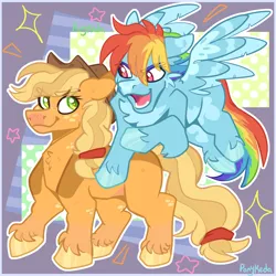 Size: 3000x3000 | Tagged: safe, artist:ponykeda, derpibooru import, applejack, rainbow dash, earth pony, pegasus, pony, g4, female, image, mare, png, unshorn fetlocks