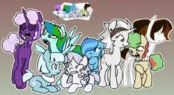 Size: 1421x779 | Tagged: safe, artist:zombiechixx, derpibooru import, ponified, earth pony, pegasus, pony, unicorn, g4, battle for dream island, book (battle for dream island), cloaked, cutie mark, dora (battle for dream island), female, folded wings, gaty (battle for dream island), glasses, gradient background, horn, ice cube (battle for dream island), image, jpeg, lollipop (battle for dream island), male, mare, saw (battle for dream island), sitting, spread wings, stallion, standing, taco (battle for dream island), tail, team, teardrop (battle for dream island), wings