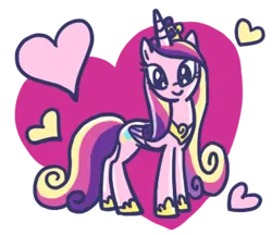 Size: 370x320 | Tagged: safe, derpibooru import, princess cadance, alicorn, pony, g4, closed mouth, female, folded wings, full body, heart, heart background, horn, image, line sticker, looking at you, mare, partially transparent background, png, smiling, smiling at you, solo, standing, wings