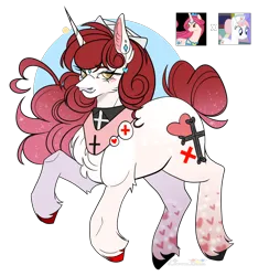 Size: 1170x1200 | Tagged: safe, artist:legendaryshadee, derpibooru import, nurse redheart, princess amore, oc, pony, unicorn, g4, female, horn, image, magical lesbian spawn, mare, offspring, parent:nurse redheart, parent:princess amore, png