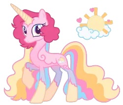 Size: 1280x1095 | Tagged: safe, artist:glowfangs, derpibooru import, oc, oc:good morning sunshine, pony, unicorn, concave belly, female, heterochromia, horn, image, magical lesbian spawn, mare, not pinkie pie, offspring, parent:princess celestia, parent:raven, parents:ravenlestia, png, simple background, slender, solo, thin, transparent background