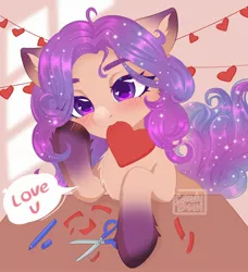 Size: 1866x2048 | Tagged: safe, artist:candybun, ponerpics import, oc, unofficial characters only, pony, female, heart, holiday, image, jpeg, mare, solo, valentine's day