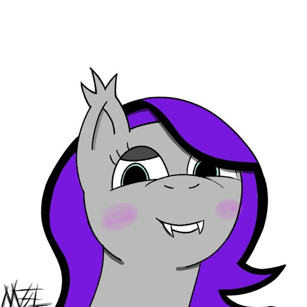 Size: 1000x1000 | Tagged: safe, artist:m3l0dy.dll, derpibooru import, oc, oc:wires crossed, bat pony, blushing, image, jpeg, looking at you