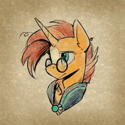 Size: 2000x2000 | Tagged: safe, artist:brella, derpibooru import, sunburst, unicorn, g4, bust, horn, image, png, portrait, solo