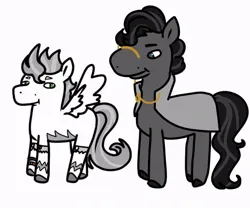 Size: 755x628 | Tagged: safe, derpibooru import, oc, unofficial characters only, bat pony, pegasus, pony, fanfic, cloak, clothes, duo, duo male, fanfic art, harry potter (series), harry potter and the methods of rationality, image, jpeg, male, monocle, rational fic bait, silly, simple background, squatpony, stallion, tom riddle, white background