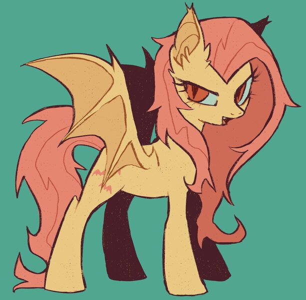 Size: 1631x1600 | Tagged: safe, artist:kickaroc, derpibooru import, fluttershy, bat pony, g4, bat ponified, flutterbat, image, jpeg, race swap, solo