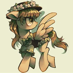 Size: 1515x1515 | Tagged: safe, artist:kickaroc, derpibooru import, oc, unofficial characters only, pegasus, clothes, flower, hat, image, jpeg, pegasus oc, solo, wings