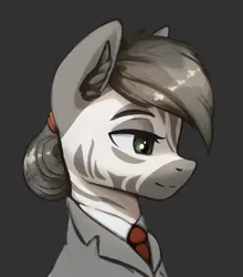 Size: 2384x2712 | Tagged: safe, artist:mrscroup, derpibooru import, oc, oc:zarishat zeirutid, unofficial characters only, zebra, equestria at war mod, bust, clothes, ear fluff, happy, image, looking offscreen, mane, png, portrait, simple background, solo, stripes, zebra oc