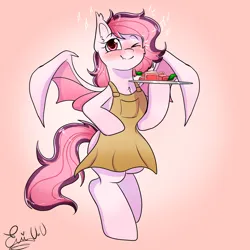 Size: 2000x2000 | Tagged: safe, artist:eniartuwu, derpibooru import, oc, pony, semi-anthro, undead, vampire, vampony, clothes, commission, commission open, cute, image, maid, my little pony, pink eyes, pink hair, pink mane, png