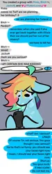 Size: 460x1538 | Tagged: safe, artist:captainzigo, derpibooru import, pony, bitch, crying, group chat, image, implied lesbian, implied shipping, implied twixie, jpeg, solo, texting