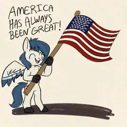 Size: 1500x1500 | Tagged: safe, artist:toastdog, ponerpics import, ponybooru import, oc, oc:delta dart, unofficial characters only, hippogriff, pony, american flag, flag, hippogriff oc, image, jpeg, simple background, smiling