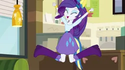 Size: 1100x618 | Tagged: safe, derpibooru import, screencap, rarity, human, equestria girls, g4, belt, boots, clothes, cute, great moments in animation, high heel boots, image, jpeg, jumping, jumping for joy, my little pony equestria girls, raised leg, raribetes, shirt, shoes, skirt, solo, wondercolt ears, wondercolt tail