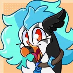 Size: 2048x2048 | Tagged: safe, artist:anxietymonstrr, derpibooru import, oc, oc:icebeak, unofficial characters only, hippogriff, :d, birb, bust, happy, image, jewelry, jpeg, looking at you, necklace, open mouth, open smile, smiling