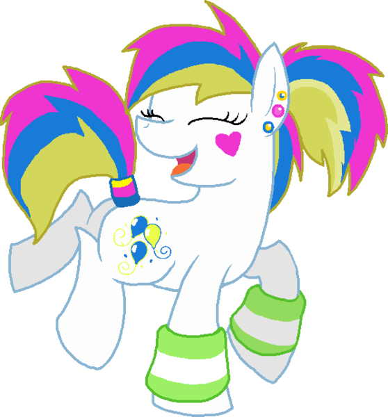 Size: 598x643 | Tagged: safe, artist:starryoak, derpibooru import, lemon daze, earth pony, pony, g4, 80s lemon daze, bracelet, cute, dancing, ear piercing, earring, excited, eyes closed, female, happy, heart, heart cheeks, image, jewelry, lemondorable, mare, older, older lemon daze, open mouth, open smile, piercing, png, ponytail, smiling, sweet lemonade