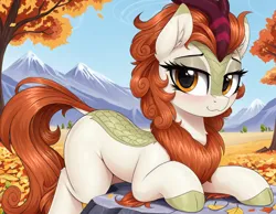 Size: 1152x896 | Tagged: safe, generator:zoinksnoob, machine learning generated, prompter:ramprover, autumn blaze, kirin, g4, :3, female, image, looking at you, png, solo, solo female