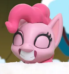 Size: 1016x1076 | Tagged: safe, derpibooru import, screencap, pinkie pie, earth pony, pony, g4, my little pony: pony life, my little pony: stop motion short, bust, cropped, eyes closed, grin, image, png, smiling, snow, solo