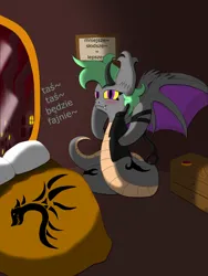 Size: 3120x4160 | Tagged: safe, artist:darkest_light, derpibooru import, oc, demon, original species, snake, snake pony, horns, image, large wings, leash, png, wings