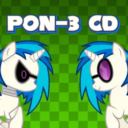 Size: 1969x1969 | Tagged: safe, artist:epicheavytf2, artist:pyrogaming, derpibooru import, vinyl scratch, ponified, pony, robot, robot pony, unicorn, g4, alternate universe, checkered background, cover art, duo, female, glasses, gradient background, green background, horn, image, mare, metal, metal sonic, metal vinyl scratch, metallic, png, raised hoof, roboticization, simple background, smiling, sonic cd, sonic the hedgehog (series), staring at each other, text, title, vinyl's glasses