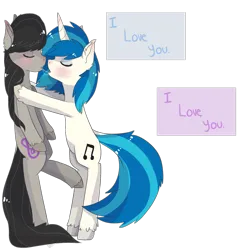 Size: 1280x1313 | Tagged: suggestive, artist:oddends, derpibooru import, octavia melody, vinyl scratch, earth pony, pony, unicorn, g4, bipedal, confession, drool, drool string, female, horn, i love you, image, kissing, lesbian, mare, png, scratchtavia, shipping