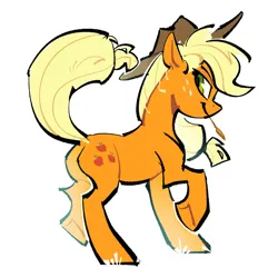 Size: 2048x2048 | Tagged: safe, artist:dujuxidao, derpibooru import, applejack, earth pony, pony, g4, applejack's hat, aside glance, closed mouth, cowboy hat, female, freckles, full body, hat, image, lidded eyes, looking at you, mare, outline, png, side view, sideways glance, simple background, smiling, smiling at you, solo, straw in mouth, underhoof, walking, white background, white outline