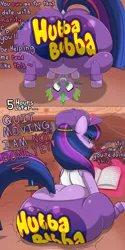 Size: 3000x6000 | Tagged: suggestive, artist:boneappleteeth, derpibooru import, spike, twilight sparkle, unicorn, g4, 2 panel comic, absurd resolution, angry, baseball cap, book, butt, cap, chubby, clothes, comic, cute, dock, emanata, eye clipping through hair, faceful of ass, facesitting, facesitting on spike, fat, female, glow, glowing horn, golden oaks library, hat, horn, hubba bubba, huge butt, image, indoors, jealous, large butt, leggings, library, magic, magic aura, male, messy mane, nervous, png, rear view, shipping, sitting, straight, tail, telekinesis, twiabetes, twibutt, twispike, unicorn twilight, wedgie