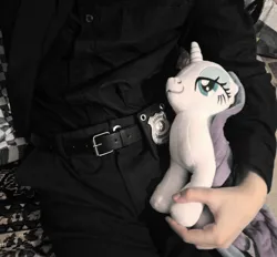 Size: 1877x1740 | Tagged: safe, derpibooru import, rarity, unicorn, g4, clothes, hand, horn, image, jpeg, photo, police, police officer, police uniform, self insert, selfie