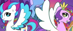 Size: 1597x681 | Tagged: safe, artist:geekys_pins, derpibooru import, pipp petals, zipp storm, pegasus, pony, unicorn, g5, alternate hairstyle, duo focus, female, horn, image, jpeg, mare, misty brightdawn, rebirth misty, royal sisters (g5), siblings, sisters