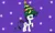 Size: 1156x691 | Tagged: safe, artist:morandante, derpibooru import, rarity, pony, unicorn, g4, christmas, christmas ornament, christmas star, christmas tree, christmas tree star, decoration, female, hat, holiday, horn, image, jpeg, mare, purple background, raised hoof, signature, simple background, solo, standing, tree