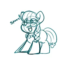 Size: 679x591 | Tagged: safe, artist:zutcha, derpibooru import, silver spoon, earth pony, pony, g4, cute, eye clipping through hair, image, jpeg, looking up, monochrome, open mouth, open smile, sketch, smiling, solo