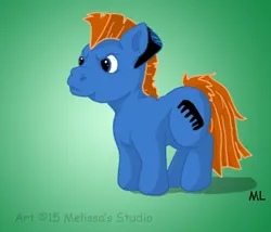 Size: 483x413 | Tagged: safe, artist:windchimeghost, derpibooru import, teddy, earth pony, pony, g1, my little pony tales, angry, colt, foal, frown, gradient background, image, male, png, scowl, signature, tail
