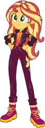 Size: 209x593 | Tagged: safe, derpibooru import, edit, edited screencap, editor:pascalmulokozi2, screencap, sunset shimmer, human, equestria girls, g4, background removed, boots, clothes, equestria girls specials, female, hand on hip, image, music festival outfit, my little pony equestria girls: better together, my little pony equestria girls: sunset's backstage pass, not a vector, png, relieved, shoes, simple background, smiling, solo, transparent background