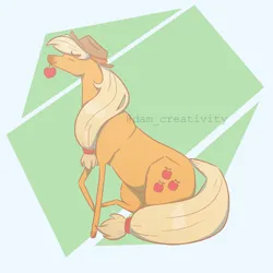 Size: 1280x1280 | Tagged: safe, artist:dam-creativity, derpibooru import, applejack, earth pony, pegasus, pony, blue background, image, jpeg, simple background, solo