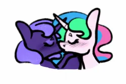 Size: 1800x1200 | Tagged: safe, artist:sickerponiez, derpibooru import, princess celestia, princess luna, pony, g4, blushing, duo, duo female, eyes closed, female, horn, image, incest, jpeg, kiss on the lips, kissing, lesbian, mare, royal sisters, ship:princest, shipping, siblings, simple background, sisters, white background