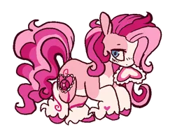 Size: 567x435 | Tagged: safe, artist:h0oty, derpibooru import, valenshy, earth pony, pony, g3, aside glance, blue eyes, blush lines, blush scribble, blushing, colored hooves, eyebrows, female, full body, heart, heart mark, hooves, image, looking at you, mare, mouth hold, outline, pink, pink coat, pink hooves, pink mane, pink tail, pixel-crisp art, png, request, sideways glance, simple background, solo, tail, three toned mane, three toned tail, transparent background, two toned coat, unshorn fetlocks, white belly, white outline