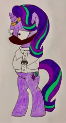 Size: 1932x3558 | Tagged: safe, artist:tfpandora, derpibooru import, starlight glimmer, pony, unicorn, g4, bipedal, bondage, bound and gagged, female, gag, horn, horn ring, image, inhibitor ring, institutionalized, jewelry, jpeg, magic suppression, mare, muzzle gag, ring, show accurate, shrunken pupils, simple background, solo, starlight gets what's coming to her, story included, straitjacket, traditional art, white background