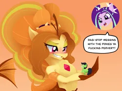 Size: 7138x5344 | Tagged: safe, artist:keycg, derpibooru import, adagio dazzle, aria blaze, oc, oc:anon, earth pony, siren, equestria girls, g4, blushing, female, fish tail, gem, high res, image, png, siren gem, tail, vulgar