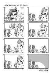 Size: 1067x1600 | Tagged: safe, artist:frank3dz, derpibooru import, pipp, pipp petals, zipp storm, pegasus, pony, g5, adorabolical, black and white, comic, crying, cute, cutemail, dialogue, duo, duo female, female, food, grayscale, ice cream, ice cream cone, image, mare, monochrome, pipp is short, png, pure unfiltered evil, royal sisters (g5), siblings, simple background, sisters, white background