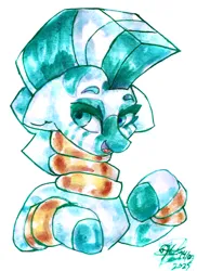 Size: 6192x8484 | Tagged: safe, artist:mannybcadavera, derpibooru import, zecora, pony, zebra, g4, absurd file size, absurd resolution, bust, female, floppy ears, image, mare, open mouth, open smile, png, signature, simple background, smiling, solo, traditional art, watercolor painting, white background