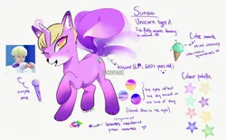 Size: 2048x1272 | Tagged: safe, artist:sunsunymous, derpibooru import, ponified, original species, pony, unicorn, ear fluff, enhypen, horn, image, jpeg, k-pop, kitsune, kitsune pony, male, microphone, paw prints, paws, reference sheet, solo, stallion, sunoo