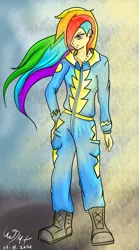 Size: 1024x1841 | Tagged: safe, artist:ihavenolimits, derpibooru import, rainbow dash, human, g4, clothes, humanized, image, jpeg, solo, uniform, wonderbolts uniform