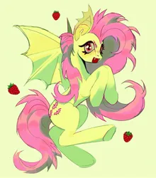 Size: 1620x1837 | Tagged: safe, artist:heartrut, derpibooru import, fluttershy, bat pony, pony, g4, bat ponified, female, flutterbat, full body, image, jpeg, mare, open mouth, open smile, race swap, smiling, solo