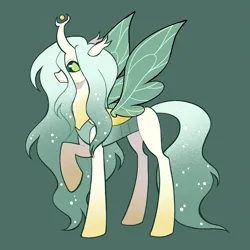 Size: 2009x2008 | Tagged: safe, artist:eadekki, derpibooru import, queen chrysalis, changedling, changeling, changeling queen, g4, alternate design, aside glance, closed mouth, colored sclera, concave belly, cream coat, female, gradient legs, gradient mane, gradient tail, green background, green sclera, green wings, horn, image, long legs, long mane, long tail, looking at you, pixel-crisp art, png, raised hoof, side view, sideways glance, simple background, smiling, smiling at you, solo, sparkles, sparkly mane, sparkly tail, standing, standing on three hooves, tail, thin, transparent wings, wings