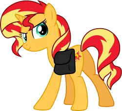 Size: 3288x3000 | Tagged: safe, artist:cloudy glow, derpibooru import, sunset shimmer, unicorn, g4, bag, butt, female, horn, image, plot, png, saddle bag, simple background, solo, transparent background, vector