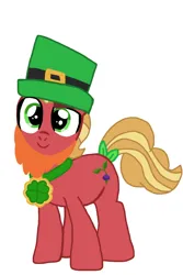 Size: 668x1000 | Tagged: safe, derpibooru import, sprout cloverleaf, oc, unofficial characters only, earth pony, pony, g4, g5, g5 to g4, generation leap, holiday, image, looking at you, looking back, looking back at you, png, saint patrick's day, saint patrick's day 2025