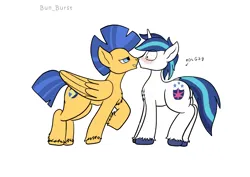 Size: 1754x1240 | Tagged: safe, artist:bun_burst, derpibooru import, flash sentry, shining armor, pegasus, pony, unicorn, g4, horn, image, no homo, png, simple background, white background