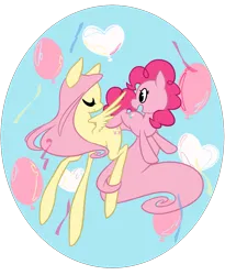 Size: 1221x1486 | Tagged: safe, artist:beaglescouts, artist:chop4, derpibooru import, fluttershy, pinkie pie, earth pony, pegasus, pony, g4, 2014, :d, balloon, closed mouth, colored, confetti, duo, duo female, eyes closed, feathered wings, female, flat colors, flying, full body, heart, heart balloon, height difference, holiday, image, lesbian, long tail, looking at someone, mare, old art, open mouth, open smile, partially transparent background, png, prehensile tail, ship:flutterpie, shipping, smiling, smiling at someone, tail, tail hold, tallershy, turned head, valentine's day, wings