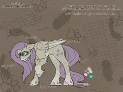 Size: 4800x3600 | Tagged: safe, artist:captaincassidy, derpibooru import, fluttershy, pegasus, pony, g4, alternate universe, anxiety, blue eyes, coat markings, cutie mark, fear, female, folded wings, horror, image, infection au, mare, muted color, pale belly, pink mane, png, reference sheet, sick, socks (coat marking), solo, standing, thin, unshorn fetlocks, wings